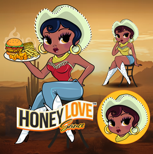 Honey Love Restaurant Logo with Character