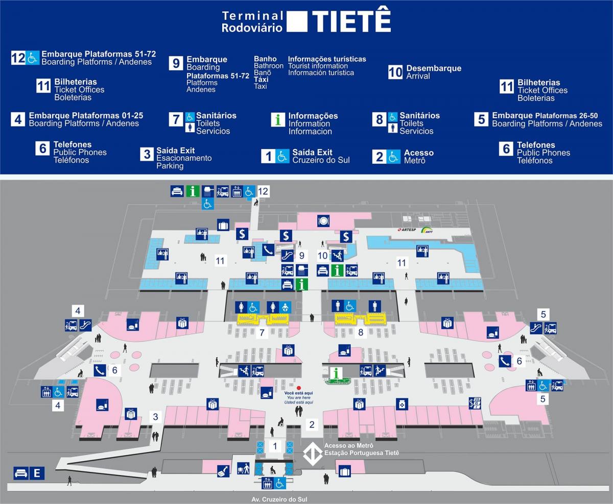 Karte von Tietê bus terminal