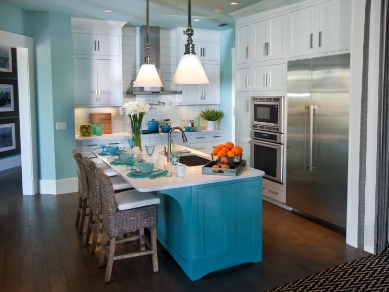 décoration-intérieur-blanche-turquoise-cuisine-campagne-chic