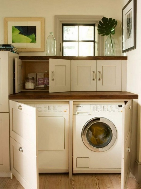 design built in wahser dryer storage ideas