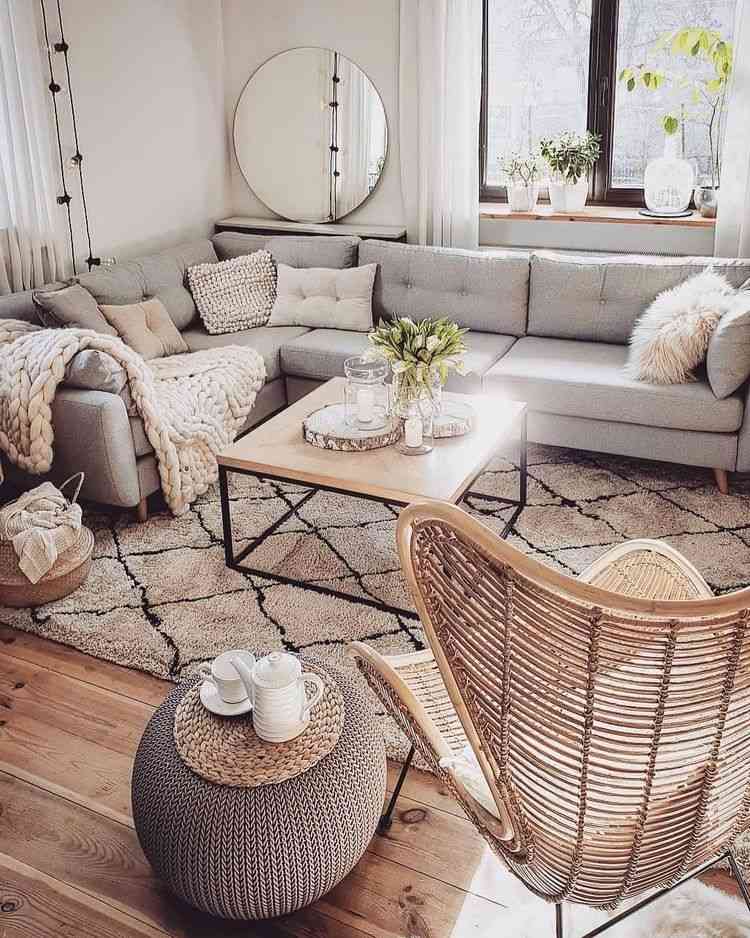 Neutral Bohemian Living Room