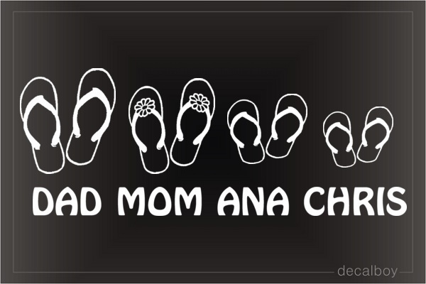 Family Flip Flops Window Custom Decal