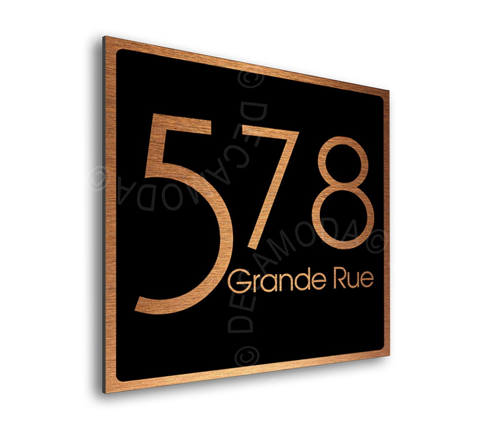 Contemporary Brushed Copper and Black Address Sign AD103-BCB