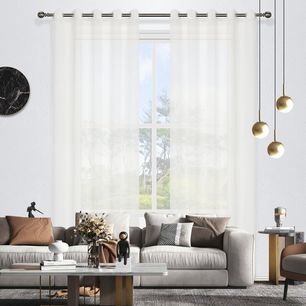 Geneva Stripe Sheer Eyelet Curtain 220cm & 250cm Drop