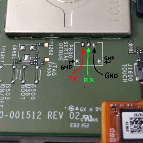 Kindle PW3 Serial Port PCB Pads