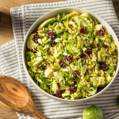 Shaved Brussels Sprouts Salad with Lemon Dijon Dressing | Healthy Salads