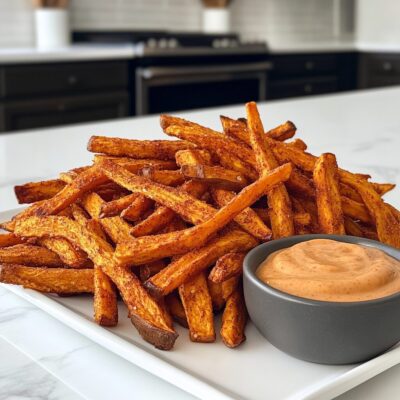 Crispy Air Fryer Sweet Potato Fries with Chipotle Maple Dipping Sauce | Air Fryer Recipes