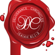 A red wax seal with the word deliverance chronicles.