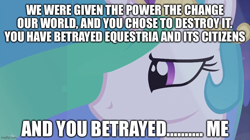 Size: 888x499 | Tagged: safe, edit, edited screencap, screencap, princess celestia, g4, my little pony: friendship is magic, princess twilight sparkle (episode), season 4, caption, close-up, image macro, imgflip, meme, movie reference, spoilers for another series, text, transformers, transformers one