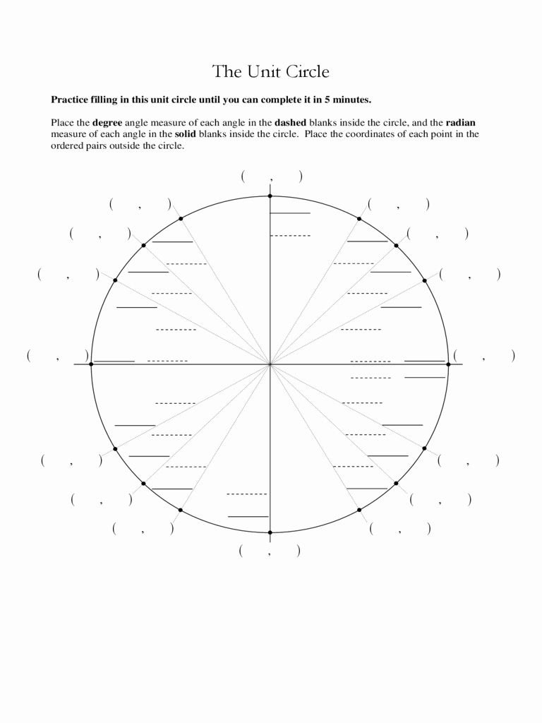 Blank Unit Circle Pdf Best Of Unit Circle Chart 3 Free Templates In Pdf Word Excel