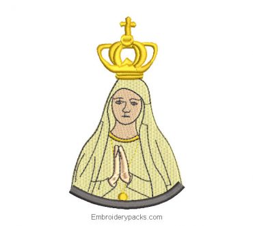 Diseño bordado de virgen maria rezando