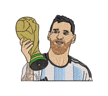 Lionel Messi con Copa del Mundo Diseños de Bordado