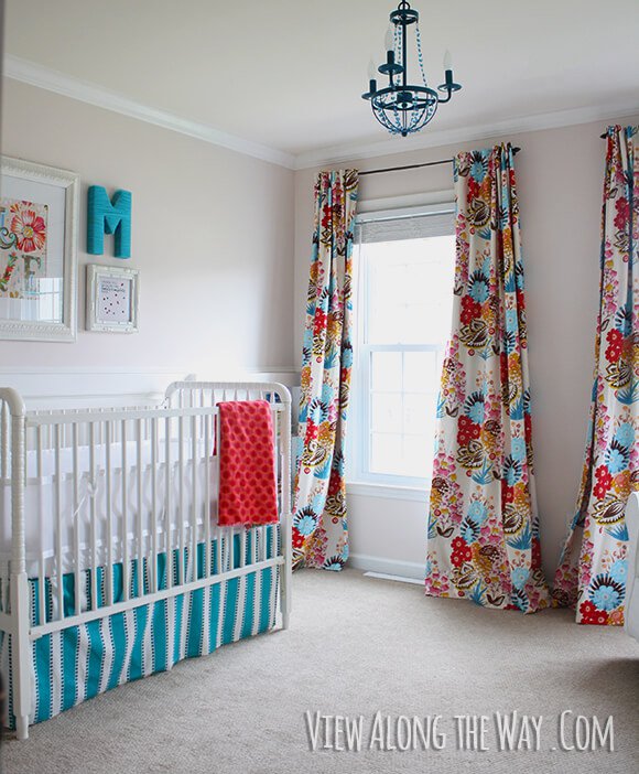 colorful lined nursery curtains