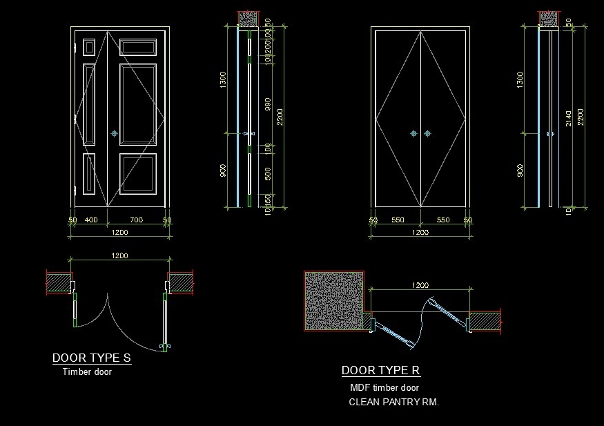 Six Panel Wooden Door In Detail Autocad Drawing Dwg File Cad File | My ...