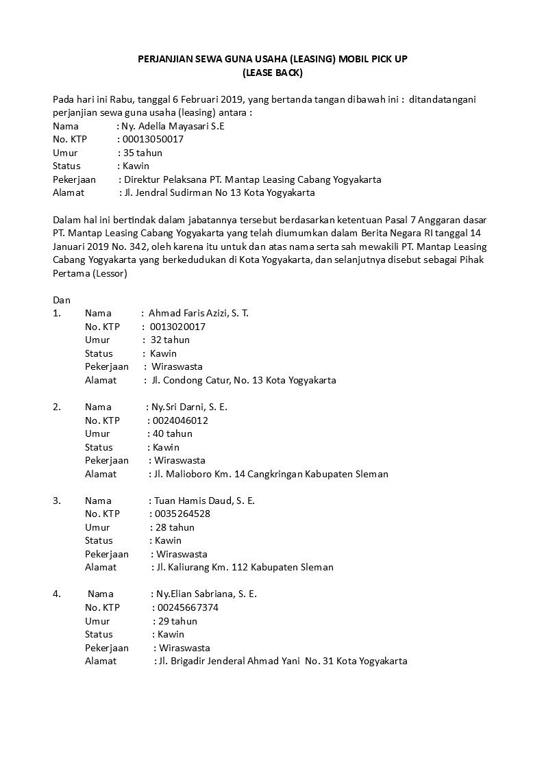 Contoh Surat Perjanjian Leasing Yang Baik Dan Benar Detiklife