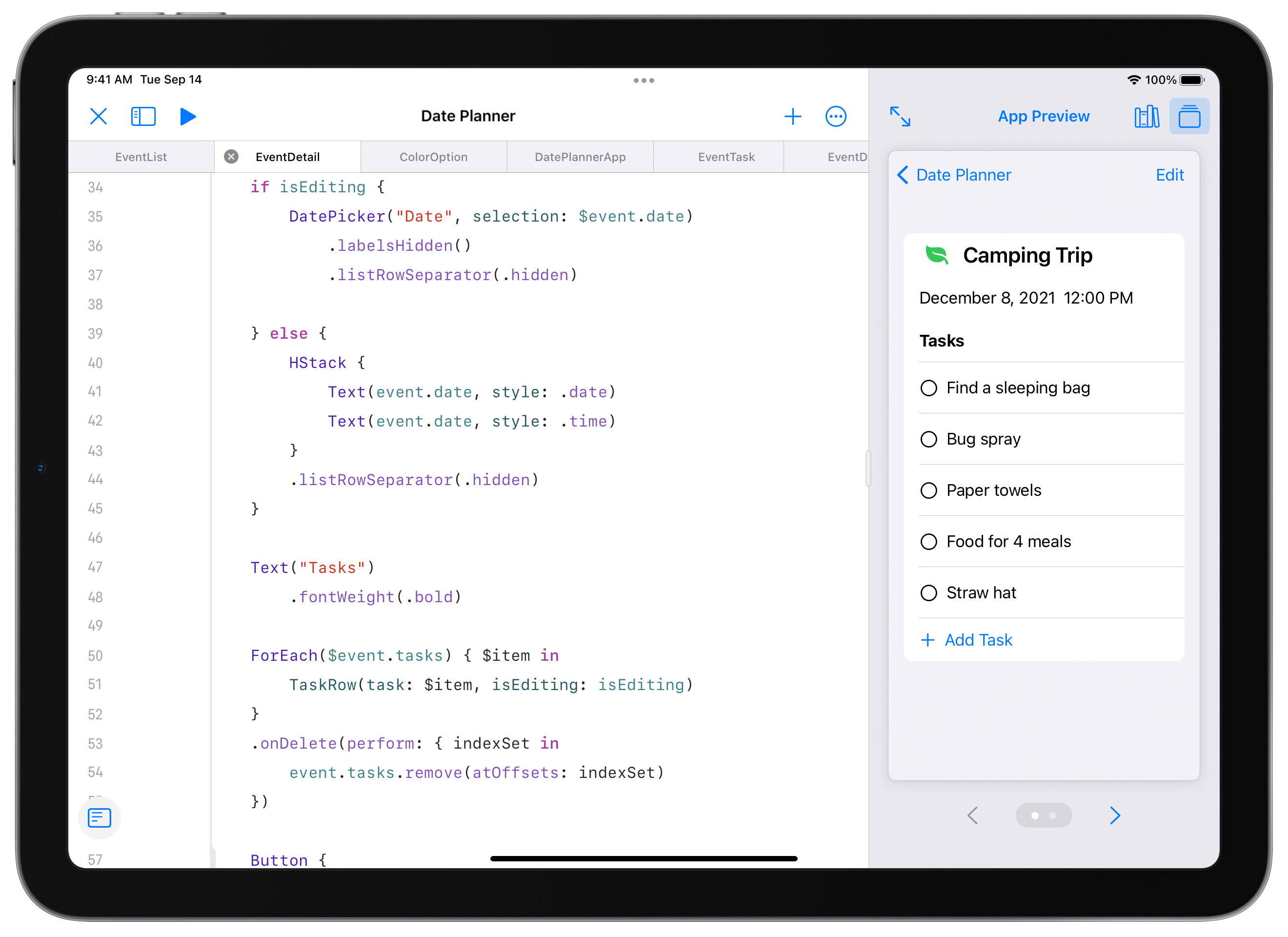 iPad using Swift Playgrounds.