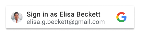 A personalized button that displays the name of a single Google Account.