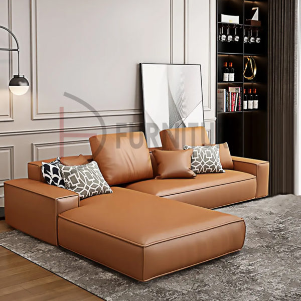 Faux Leather Corner Sectional Sofa