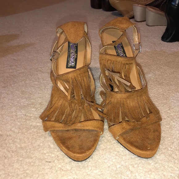 Funtasma Indian Tan Fringe Heels - Picture 1 of 5