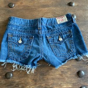 True Religion Keira Frayed Denim Shorts