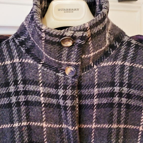 🎀 Burberry Classic Gray Plaid Long Coat - Picture 1 of 7