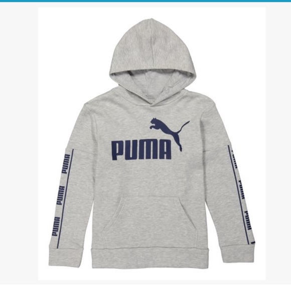 Boys Light Heather Gray 'Puma' Fleece Hoodie - Picture 1 of 3