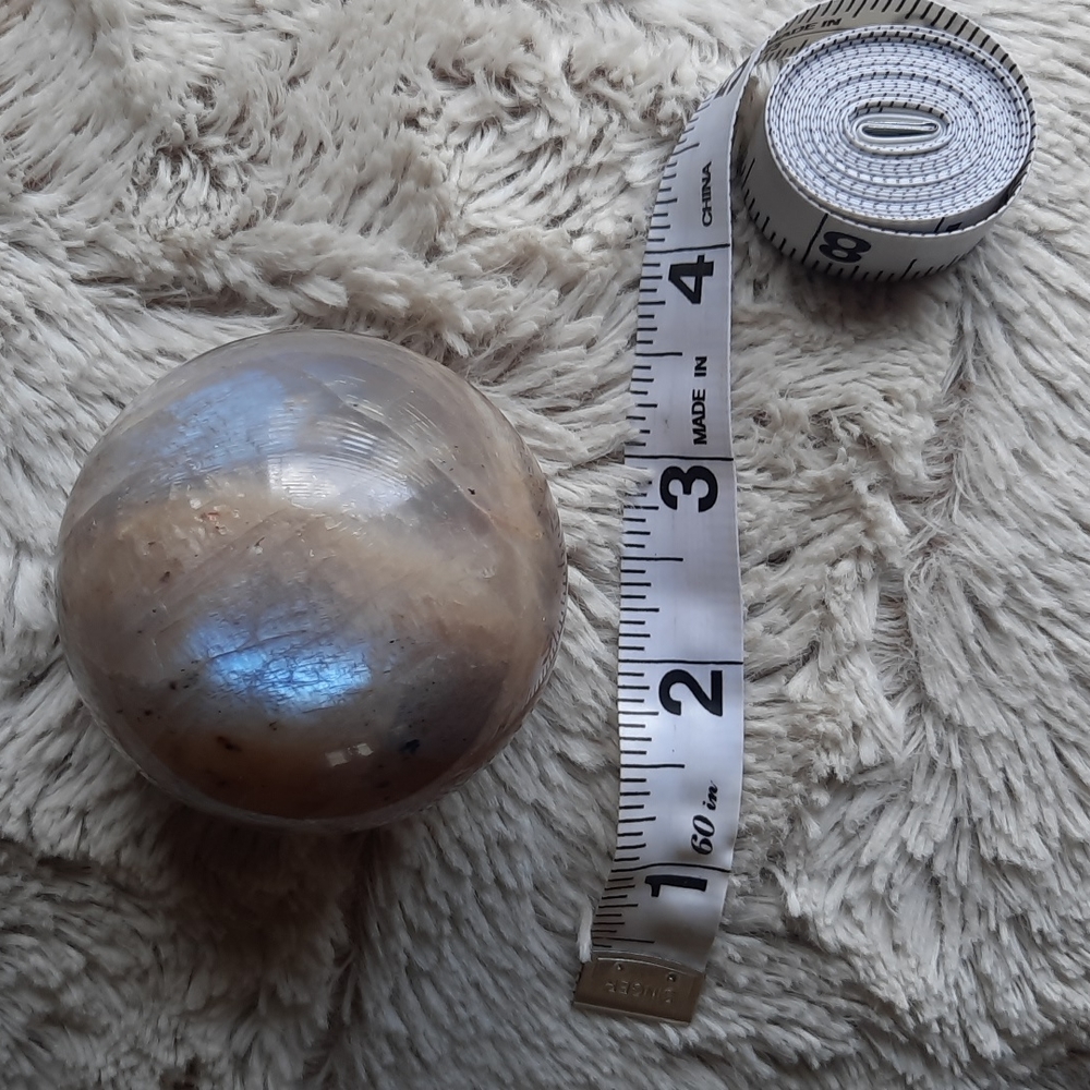 Blue Flash Grey Moonstone Crystal Sphere - image 4