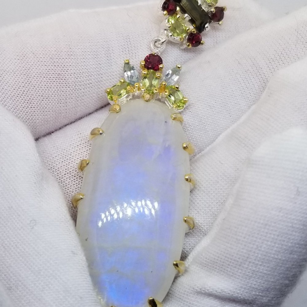 Big Blue Flash Moonstone Pendant - image 2