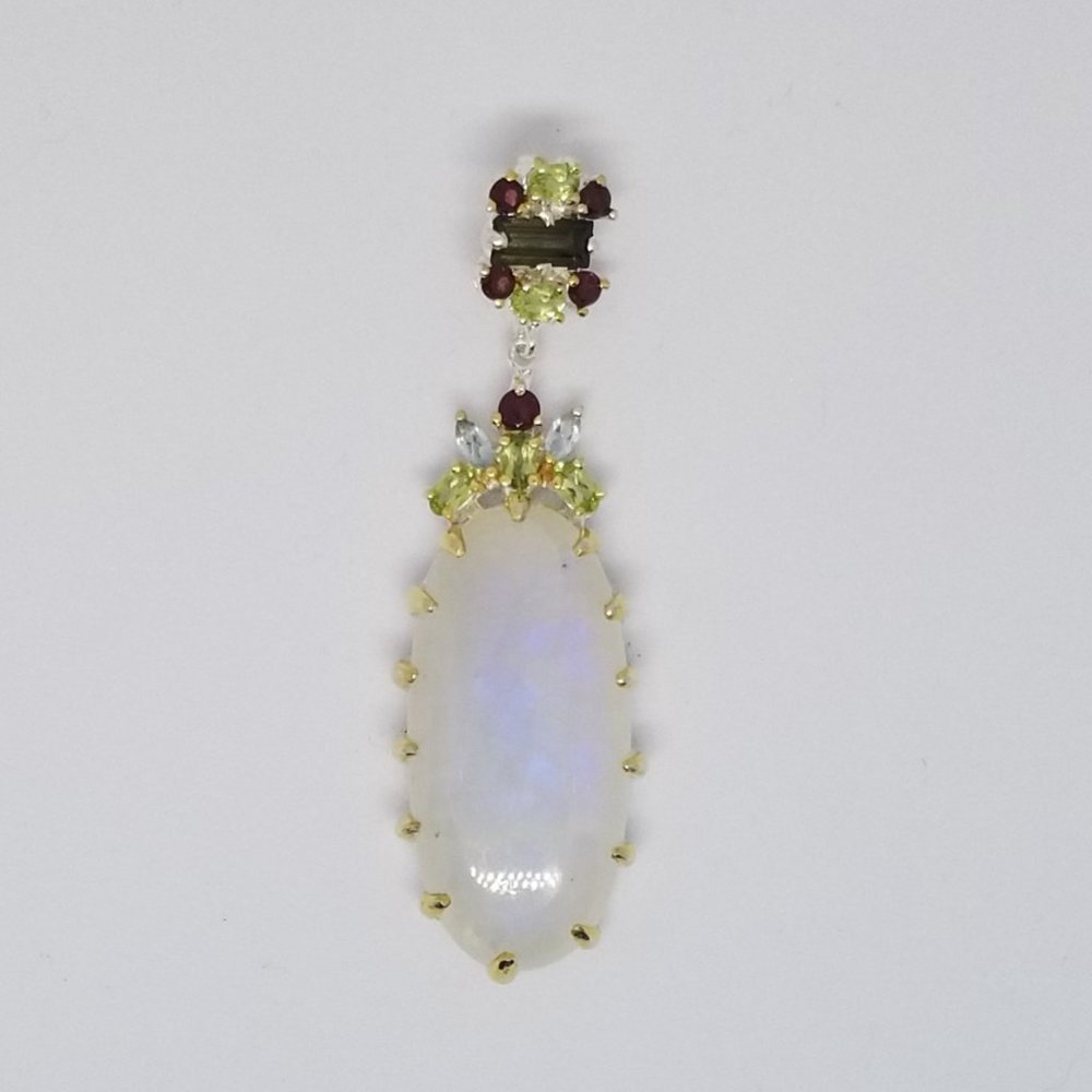 Big Blue Flash Moonstone Pendant - image 3