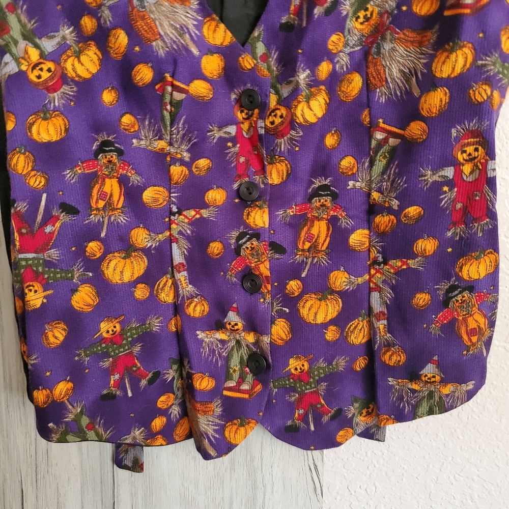 111 Main Halloween Vest Purple And Pumpkins - image 3