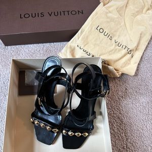 Louis Vuitton Leather Slingback Sandals, Black, S… - image 1