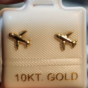 Jet/Airplane 10k Earrings - image 1