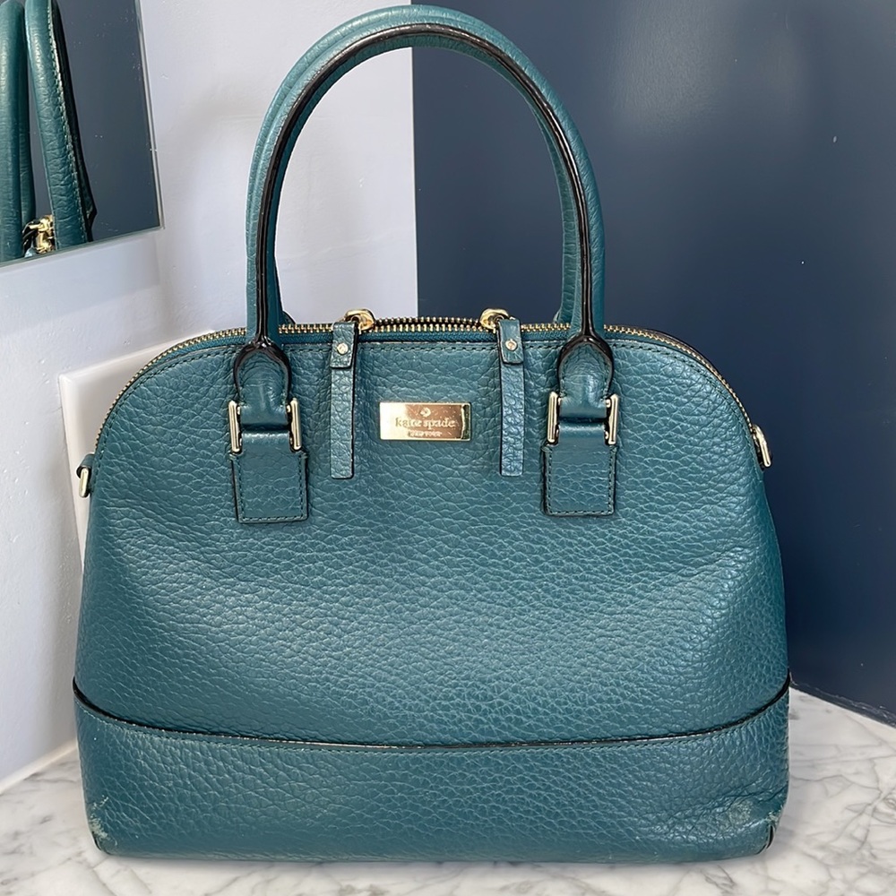 Teal Kate Spade Handbag With Detachable Strap. - image 6