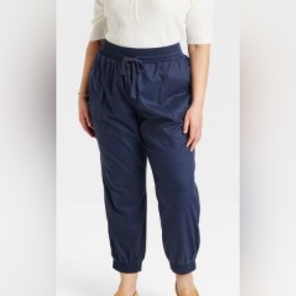 Women's High-Rise Ankle Jogger Pants - A New Day Navy XXL - Picture 1 of 3