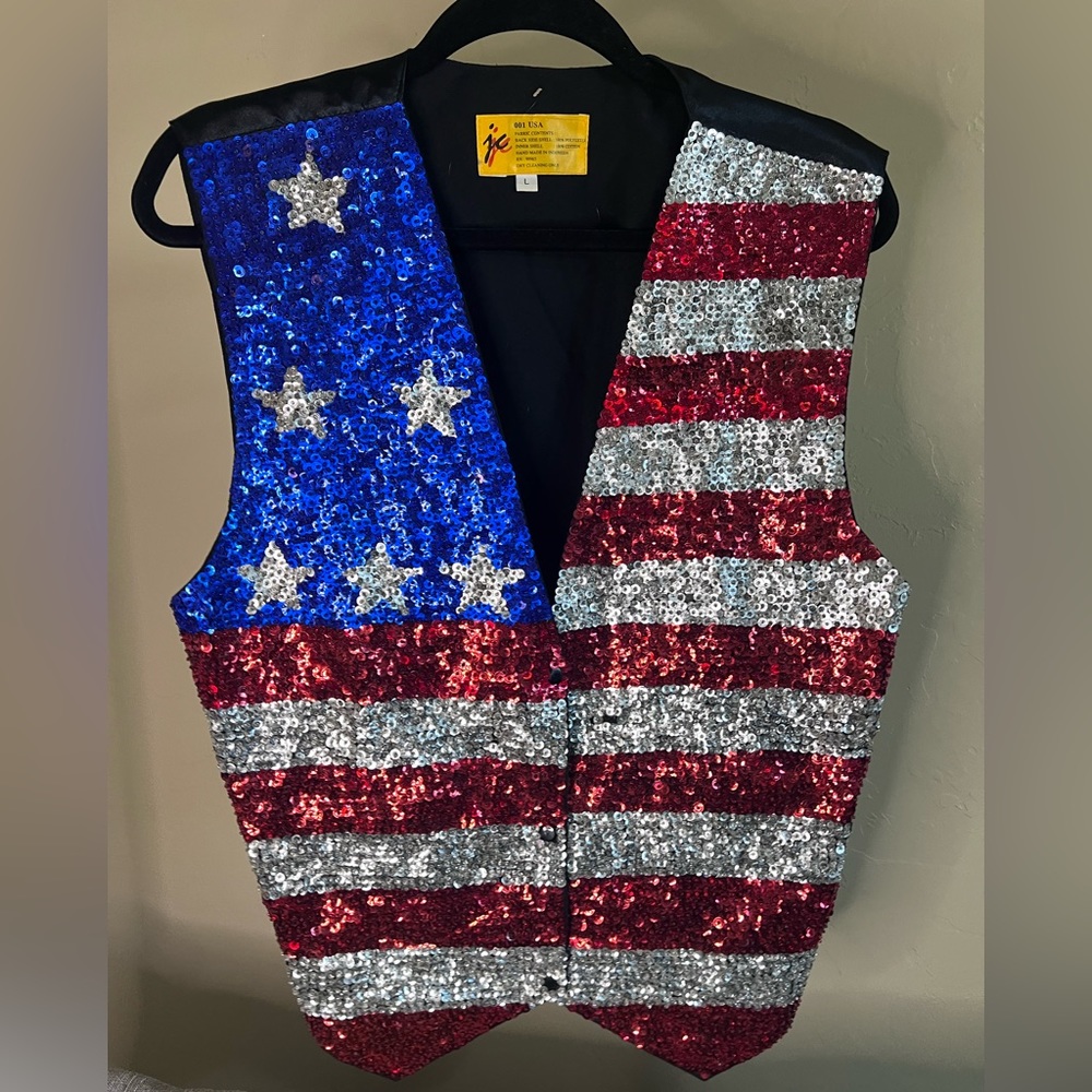 Vintage Fashion Fantasy American Flag Vest Large … - image 1