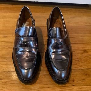 Coach Heath In Gunmetal Mirror Metallic Loafers