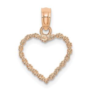 10k Rose Gold 3d Polished Rope Heart Pendant - image 1