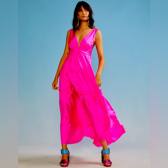 Cynthia Rowley | Dresses | Cynthia Rowley Pink Juna Silk Maxi Dress ...