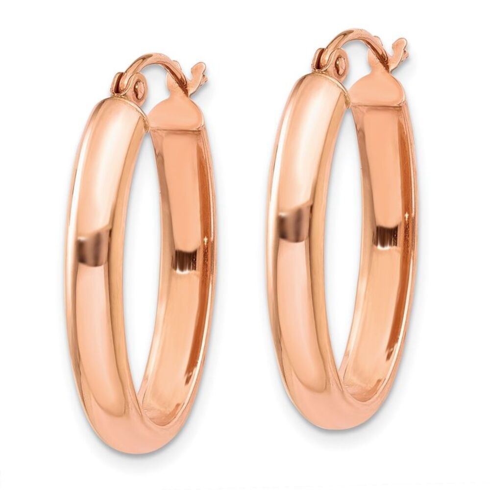 10k Rose Gold Polished Half-Round Oval Hoop Earri… - image 2