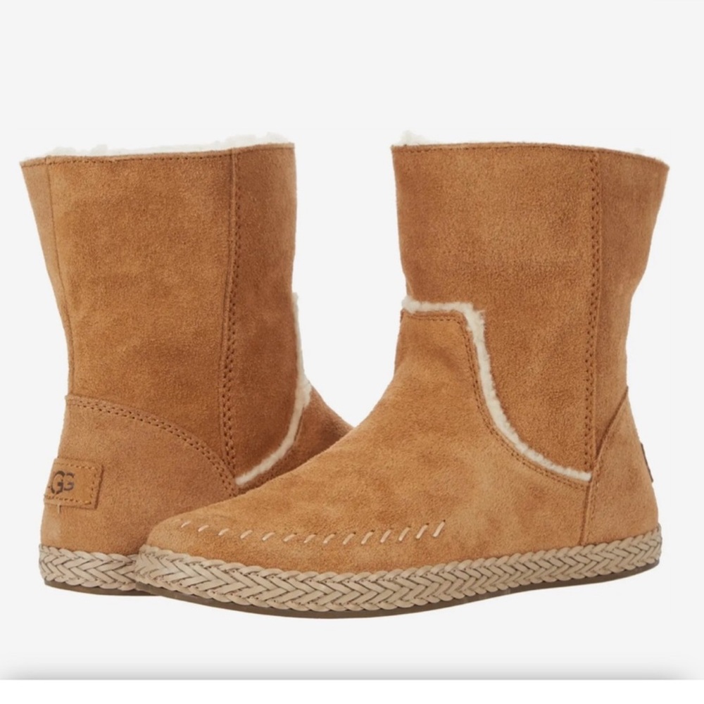 Ugg New Ailish Chestnut Suede Shearling Boots Siz… - image 2