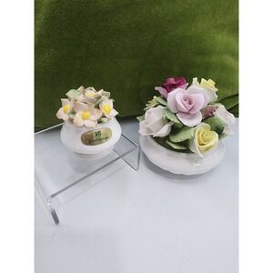 2 Pieces of Bone China w/ Flowers. Goalposts & Healacraft B-day Blooms - October