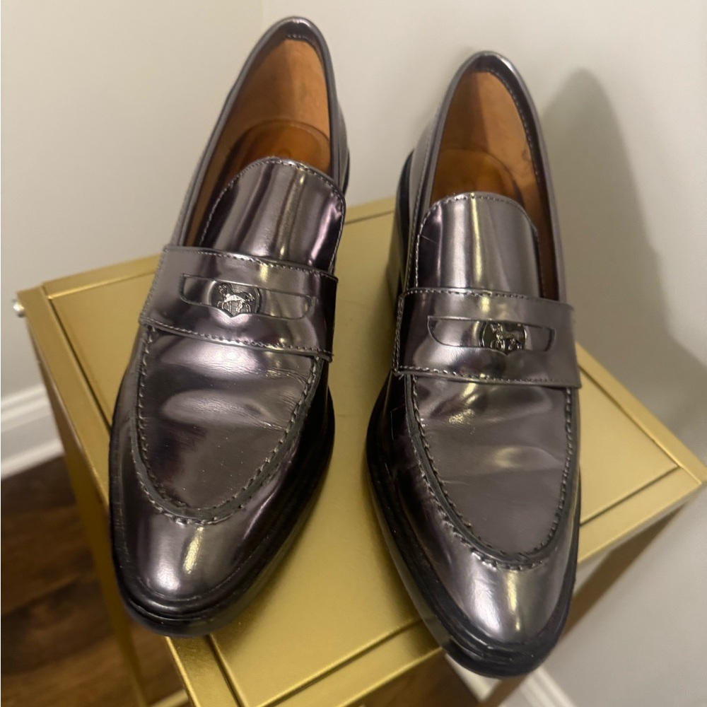 Coach Heath Mirror Gunmetal Heeled Loafers. Size … - image 1