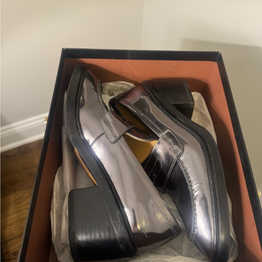 Coach Heath Mirror Gunmetal Heeled Loafers. Size … - image 4