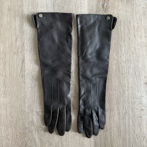 Club Monaco Leather Gloves in Charcoal grey