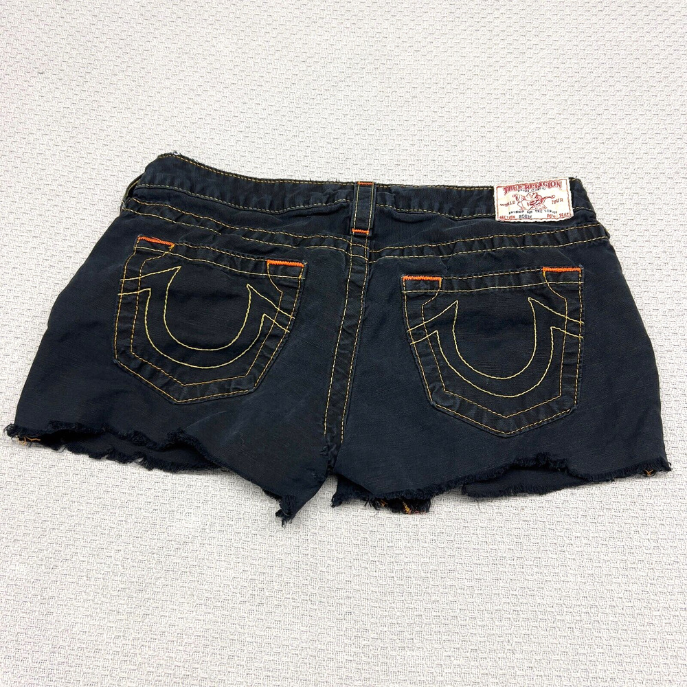 True Religion Cutoff Shorts Womens 29 Black Patch… - image 2