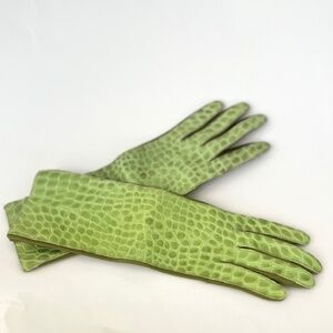 Club Monaco Pebbled Green Ostrich Leather Gloves