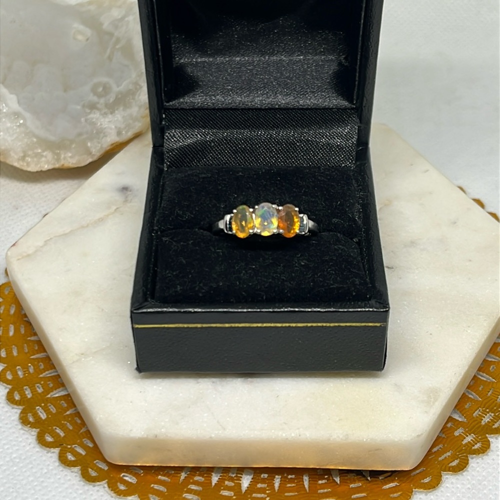 Multi Colored Ethiopian Opal Ring - image 1