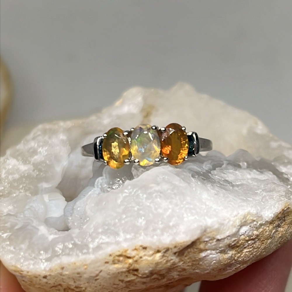 Multi Colored Ethiopian Opal Ring - image 2