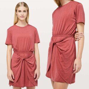 lululemon | Unwind Your Mind Dress in Brick Rose/White - Size 8