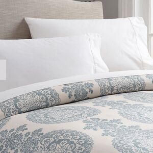 Pottery Barn Lucianna Medallion Percale Duvet Cover + Sham Twin